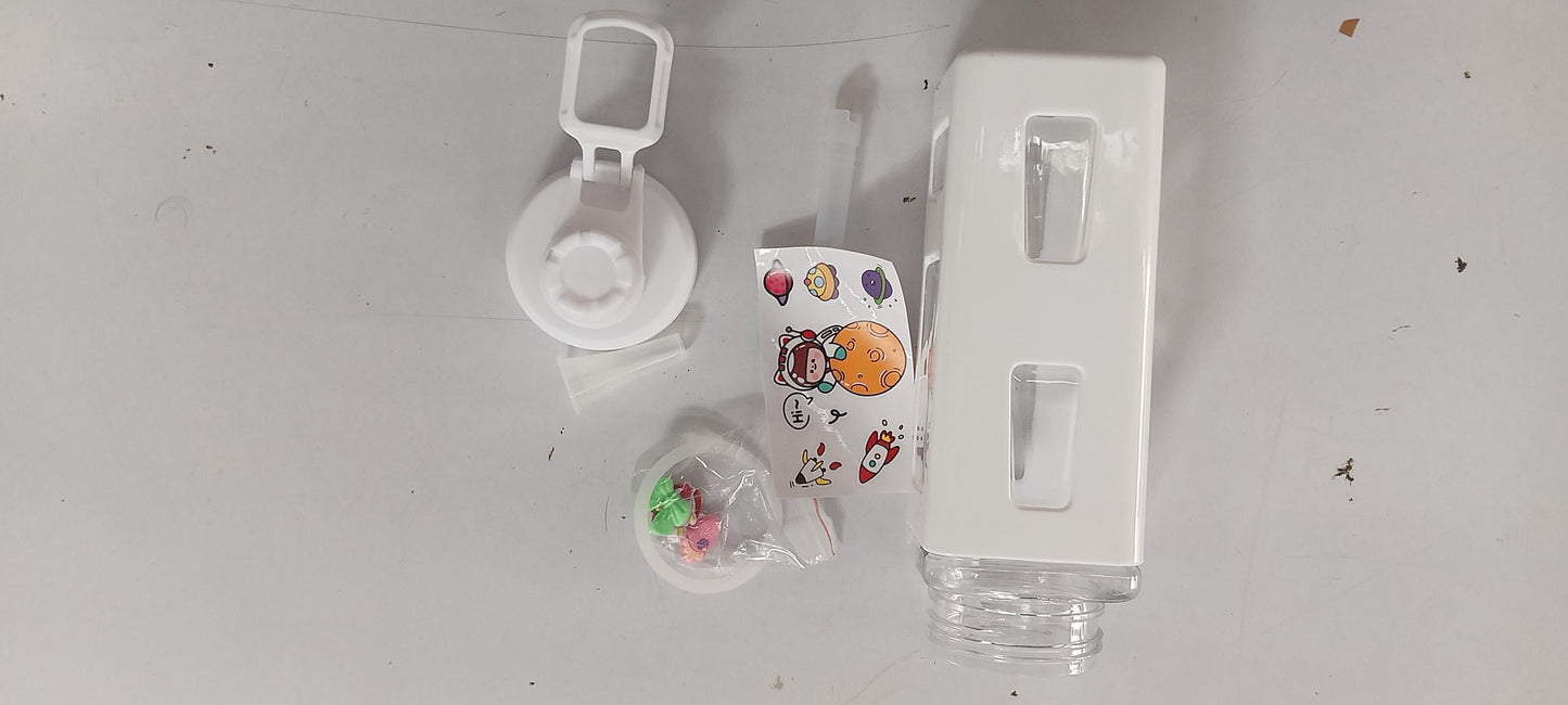 Pack Of 3 Kawaii Cartoon Water Bottle with 3D Decorative Stickers – 1L Leakproof Design
