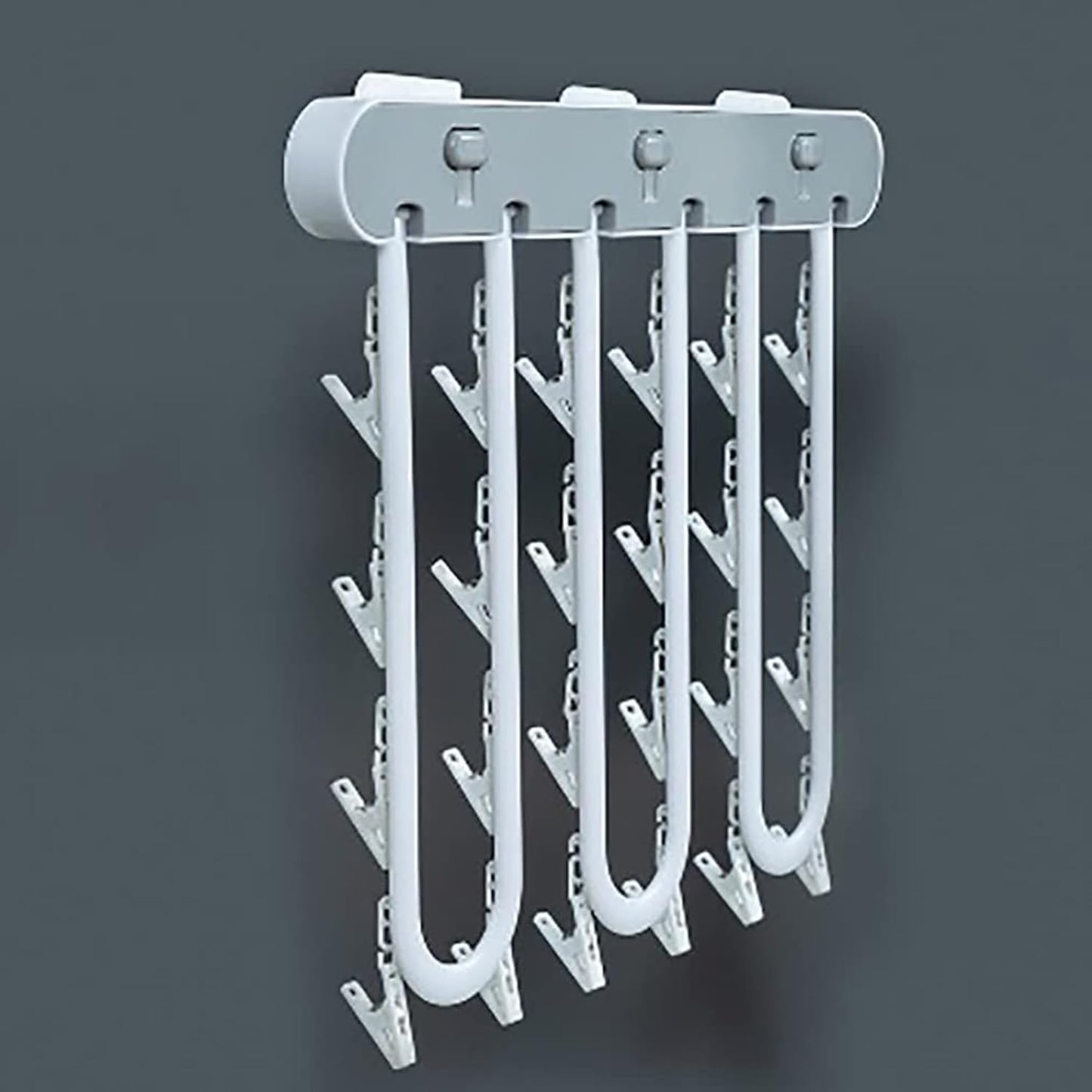 Foldable Wall-Mounted Drying Rack with 20 Clips – Space-Saving Laundry Hanger