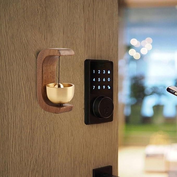 Minimalist Brass & Wood Wind Chime Bell – Japanese Zen Style Table or Wall Décor