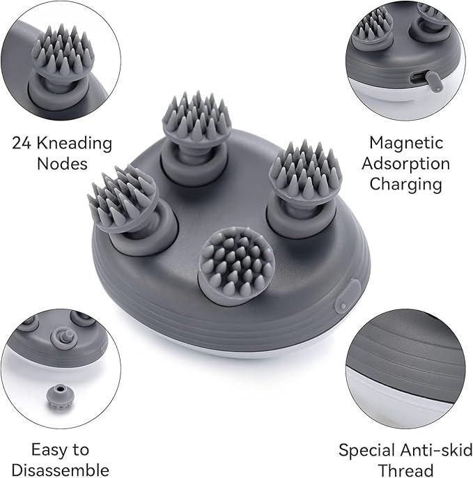 Rechargeable Electric Scalp Massager – 4D Head, Neck & Body Relaxation Tool