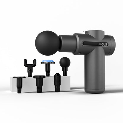 Mini Massage Gun – Deep Tissue Muscle Relaxer with 4 Interchangeable Heads