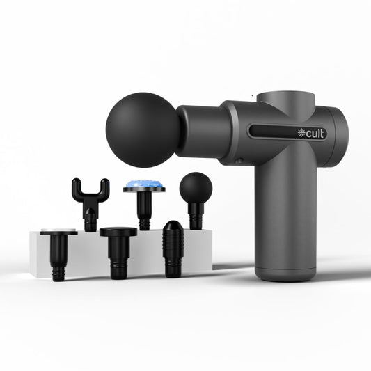 Mini Massage Gun – Deep Tissue Muscle Relaxer with 4 Interchangeable Heads