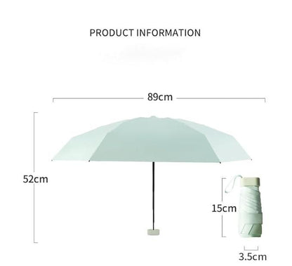 Ultra-Compact Capsule Umbrella with Hard Shell Case – Windproof & UV-Resistant