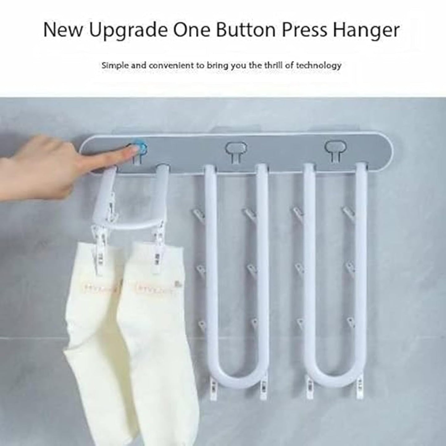 Foldable Wall-Mounted Drying Rack with 20 Clips – Space-Saving Laundry Hanger