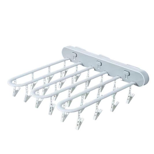 Foldable Wall-Mounted Drying Rack with 20 Clips – Space-Saving Laundry Hanger